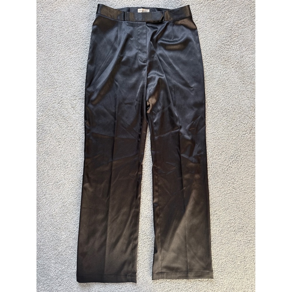 Paradox Black Satin High Rise Straight Leg Trousers Womens Size‎ 10 Dress Pants